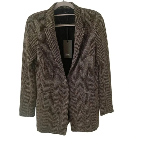 Seventy Sergio Tegon New Gold Striped Blazer Womens Black Size Medium NWT - Picture 3 of 11